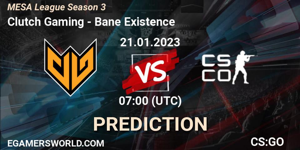 Clutch Gaming - Bane Existence: прогноз. 21.01.2023 at 06:30, Counter-Strike (CS2), MESA League Season 3