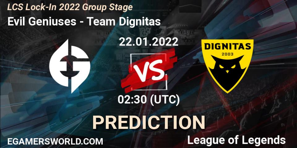 Evil Geniuses - Team Dignitas: прогноз. 22.01.2022 at 02:30, LoL, LCS Lock-In 2022 Group Stage