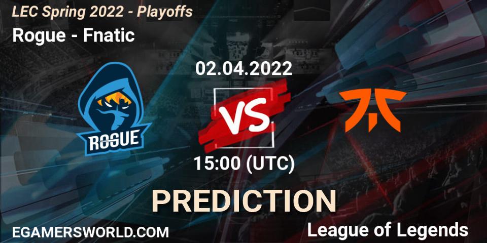 Rogue - Fnatic: прогноз. 02.04.2022 at 15:00, LoL, LEC Spring 2022 - Playoffs