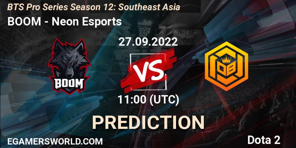 BOOM - Neon Esports: прогноз. 27.09.2022 at 12:05, Dota 2, BTS Pro Series Season 12: Southeast Asia