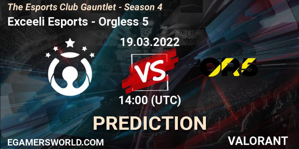 Exceeli Esports - Orgless 5: прогноз. 20.03.2022 at 14:00, VALORANT, The Esports Club Gauntlet - Season 4