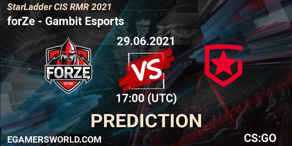 forZe - Gambit Esports: прогноз. 29.06.21, CS2 (CS:GO), StarLadder CIS RMR 2021