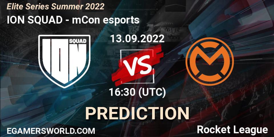 ION SQUAD - mCon esports: прогноз. 13.09.2022 at 16:30, Rocket League, Elite Series Summer 2022