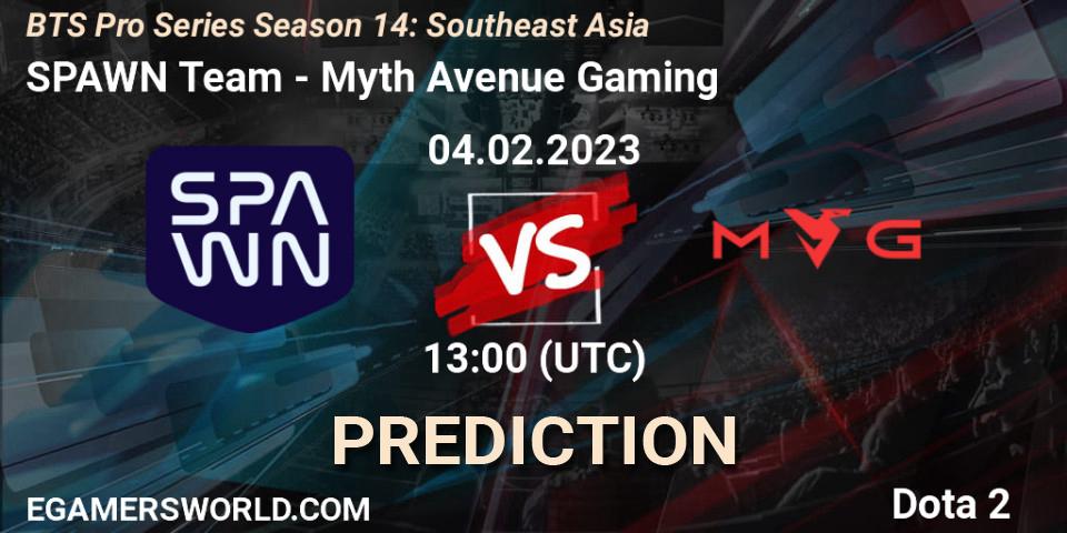 SPAWN Team - Myth Avenue Gaming: прогноз. 04.02.23, Dota 2, BTS Pro Series Season 14: Southeast Asia