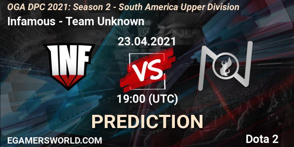 Infamous - Team Unknown: прогноз. 23.04.2021 at 19:04, Dota 2, OGA DPC 2021: Season 2 - South America Upper Division