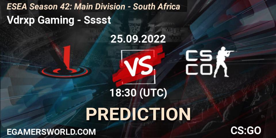 Vdrxp Gaming - Sssst: прогноз. 25.09.22, CS2 (CS:GO), ESEA Season 42: Main Division - South Africa