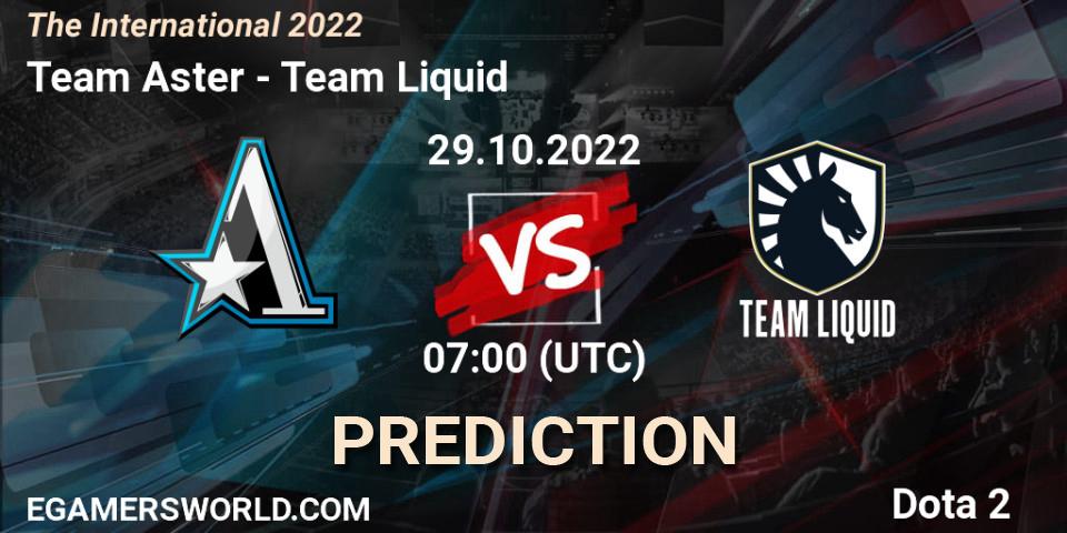 Team Aster - Team Liquid: прогноз. 29.10.22, Dota 2, The International 2022