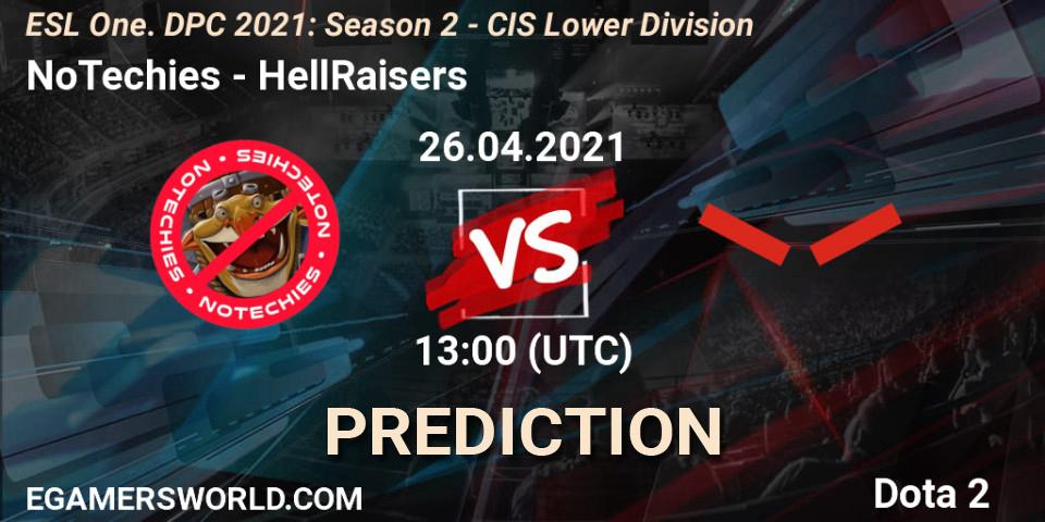 NoTechies - HellRaisers: прогноз. 26.04.2021 at 12:57, Dota 2, ESL One. DPC 2021: Season 2 - CIS Lower Division