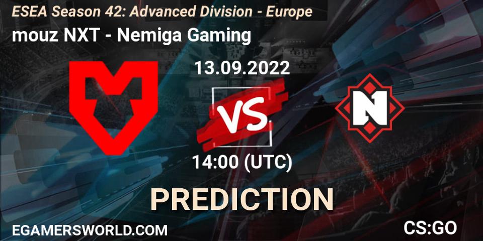 mouz NXT - Nemiga Gaming: прогноз. 13.09.2022 at 14:00, Counter-Strike (CS2), ESEA Season 42: Advanced Division - Europe