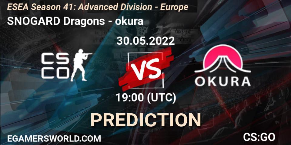 SNOGARD Dragons - okura: прогноз. 30.05.2022 at 19:00, Counter-Strike (CS2), ESEA Season 41: Advanced Division - Europe