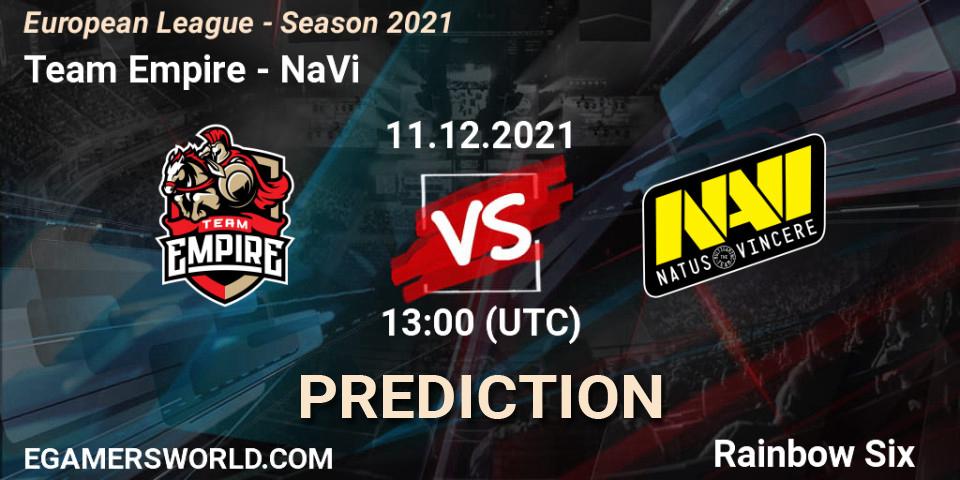 Team Empire - NaVi: прогноз. 11.12.21, Rainbow Six, European League - Season 2021