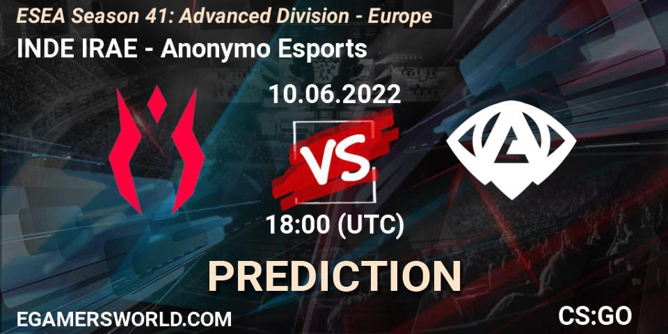 INDE IRAE - Anonymo Esports: прогноз. 10.06.2022 at 18:00, Counter-Strike (CS2), ESEA Season 41: Advanced Division - Europe