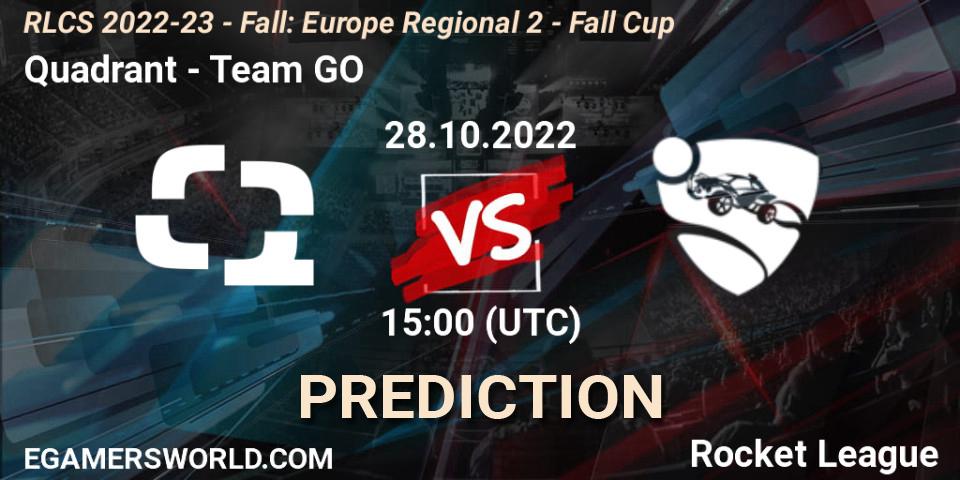 Quadrant - Team GO: прогноз. 28.10.2022 at 15:00, Rocket League, RLCS 2022-23 - Fall: Europe Regional 2 - Fall Cup