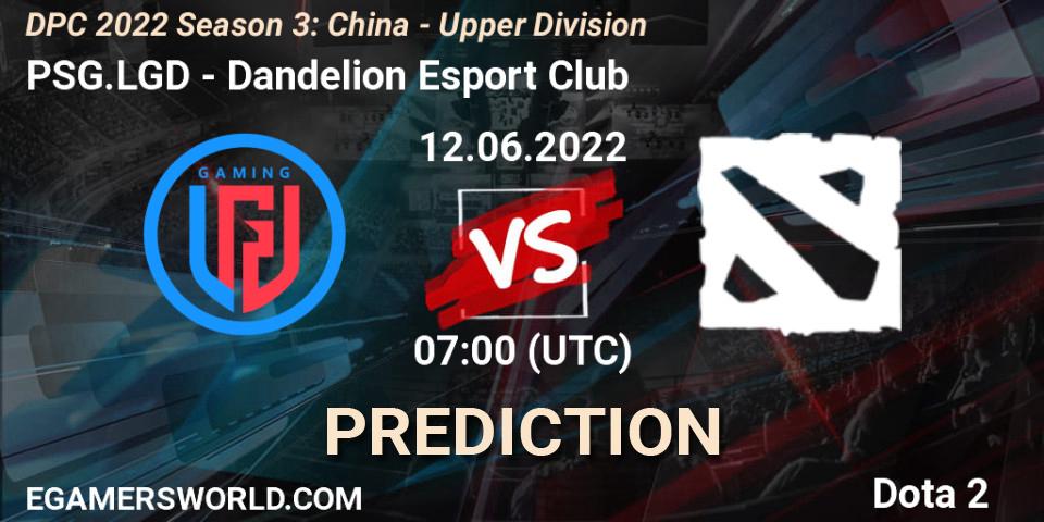 PSG.LGD - Dandelion Esport Club: прогноз. 12.06.2022 at 06:57, Dota 2, DPC 2021/2022 China Tour 3: Division I