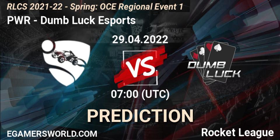 PWR - Dumb Luck Esports: прогноз. 29.04.2022 at 07:00, Rocket League, RLCS 2021-22 - Spring: OCE Regional Event 1