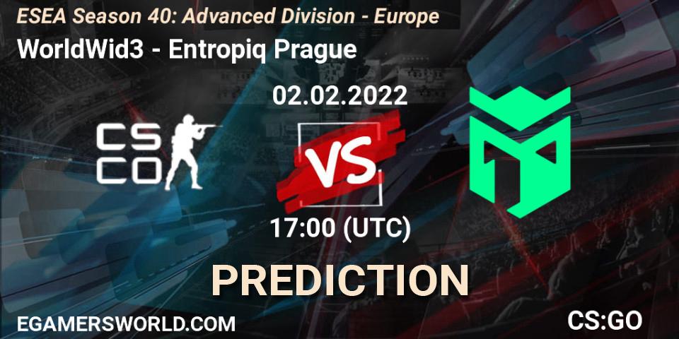 WorldWid3 - Entropiq Prague: прогноз. 02.02.2022 at 17:00, Counter-Strike (CS2), ESEA Season 40: Advanced Division - Europe