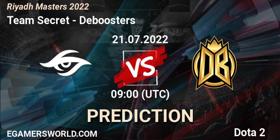 Team Secret - Deboosters: прогноз. 21.07.2022 at 09:02, Dota 2, Riyadh Masters 2022