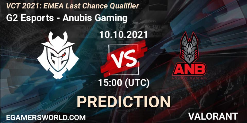 G2 Esports - Anubis Gaming: прогноз. 10.10.2021 at 15:00, VALORANT, VCT 2021: EMEA Last Chance Qualifier
