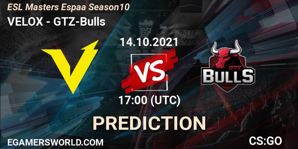VELOX - GTZ-Bulls: прогноз. 14.10.2021 at 17:00, Counter-Strike (CS2), ESL Masters Spain Season 10 Finals