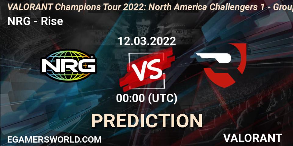 NRG - Rise: прогноз. 12.03.2022 at 00:00, VALORANT, VCT 2022: North America Challengers 1 - Group Stage