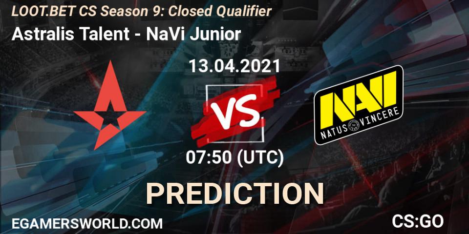 Astralis Talent - NaVi Junior: прогноз. 13.04.2021 at 07:50, Counter-Strike (CS2), LOOT.BET CS Season 9: Closed Qualifier