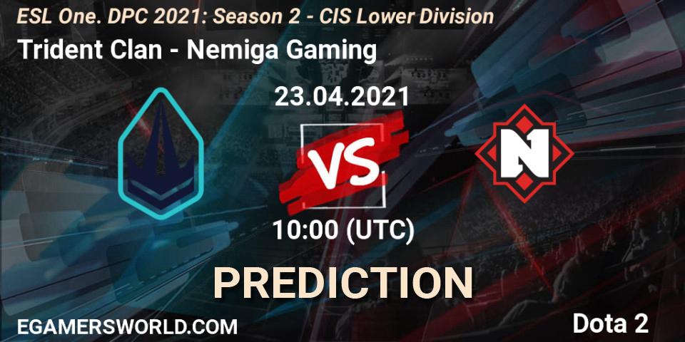 Trident Clan - Nemiga Gaming: прогноз. 23.04.2021 at 09:55, Dota 2, ESL One. DPC 2021: Season 2 - CIS Lower Division