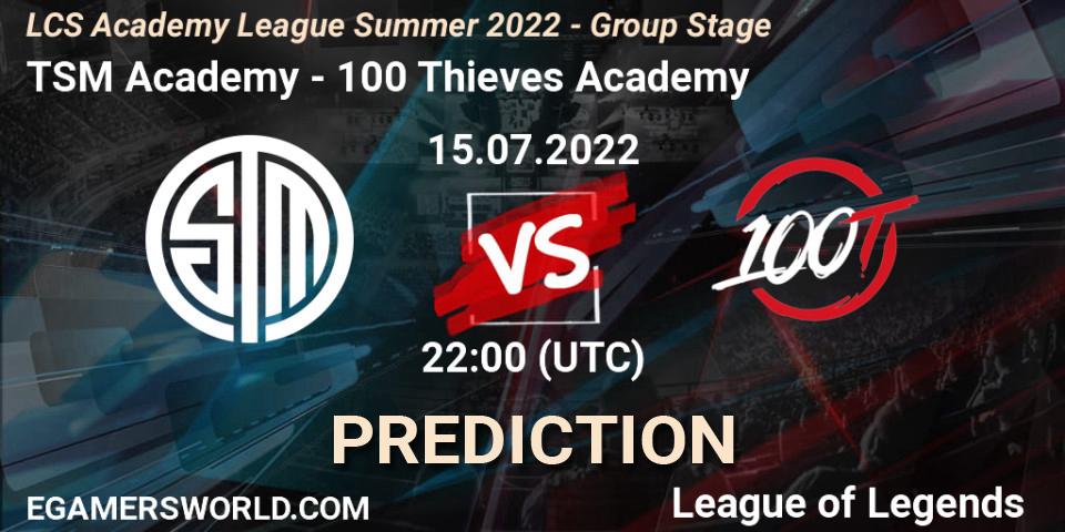 TSM Academy - 100 Thieves Academy: прогноз. 15.07.2022 at 22:00, LoL, LCS Academy League Summer 2022 - Group Stage