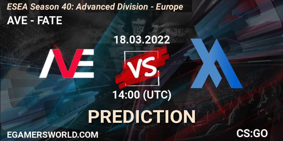 AVE - FATE: прогноз. 18.03.22, CS2 (CS:GO), ESEA Season 40: Advanced Division - Europe