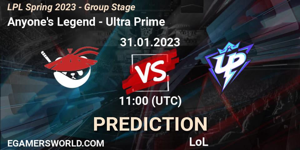 Anyone's Legend - Ultra Prime: прогноз. 31.01.23, LoL, LPL Spring 2023 - Group Stage