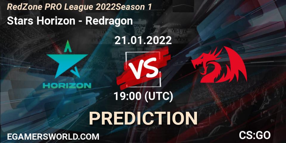 Stars Horizon - Redragon: прогноз. 21.01.2022 at 22:30, Counter-Strike (CS2), RedZone PRO League 2022 Season 1