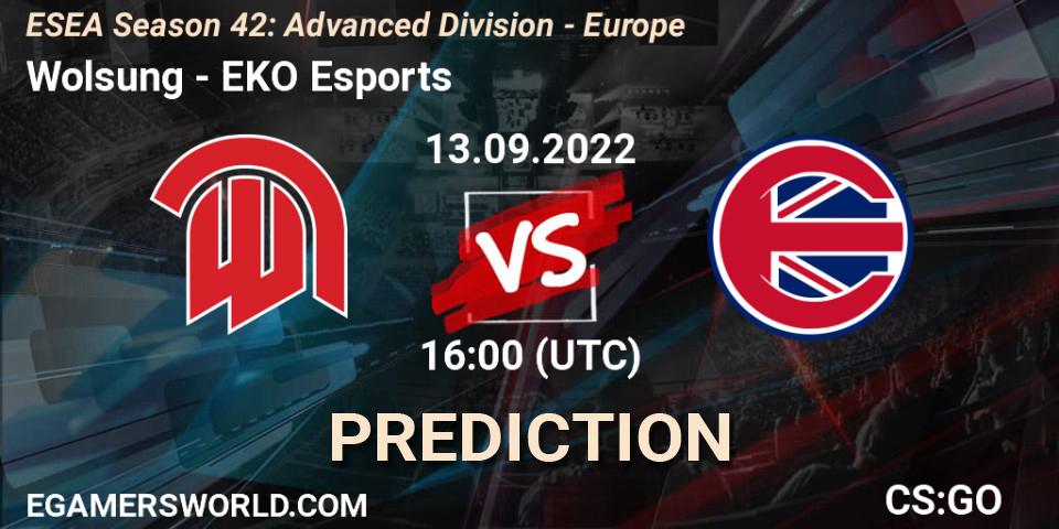 Wolsung - EKO Esports: прогноз. 13.09.2022 at 16:00, Counter-Strike (CS2), ESEA Season 42: Advanced Division - Europe