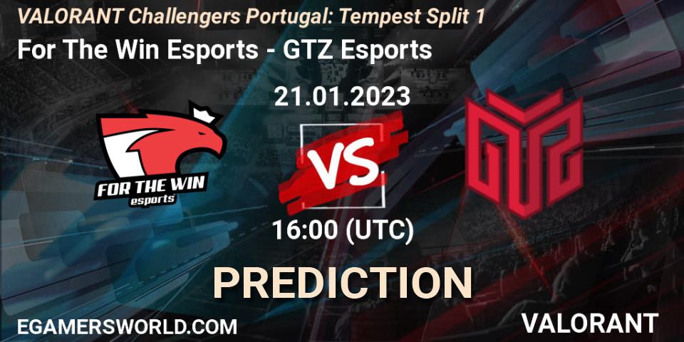 For The Win Esports - GTZ Esports: прогноз. 21.01.2023 at 16:10, VALORANT, VALORANT Challengers 2023 Portugal: Tempest Split 1