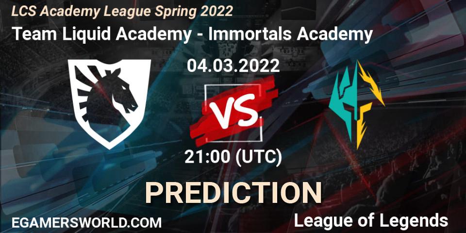 Team Liquid Academy - Immortals Academy: прогноз. 04.03.2022 at 21:00, LoL, LCS Academy League Spring 2022