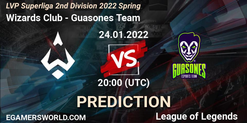 Wizards Club - Guasones Team: прогноз. 25.01.22, LoL, LVP Superliga 2nd Division 2022 Spring