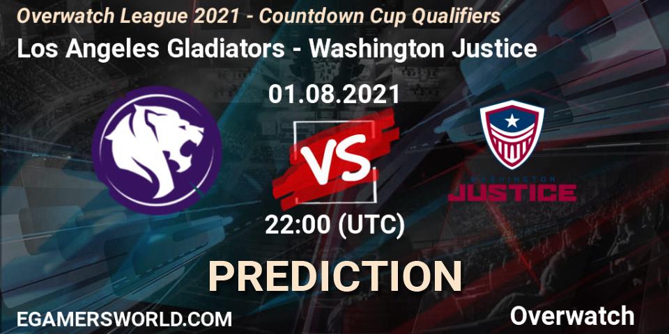 Los Angeles Gladiators - Washington Justice: прогноз. 01.08.2021 at 22:00, Overwatch, Overwatch League 2021 - Countdown Cup Qualifiers
