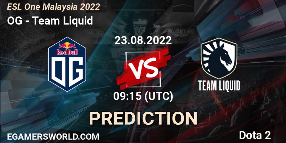 OG - Team Liquid: прогноз. 23.08.2022 at 09:15, Dota 2, ESL One Malaysia 2022