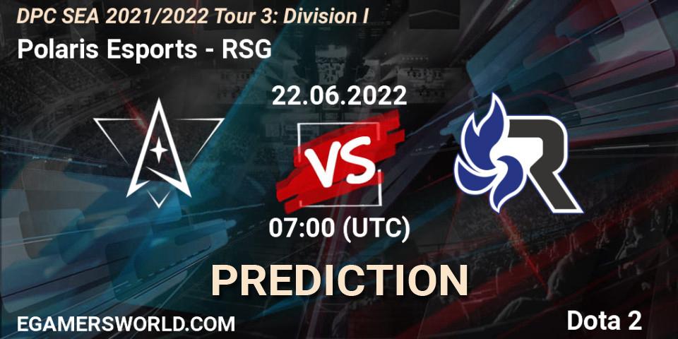 Polaris Esports - RSG: прогноз. 22.06.2022 at 07:07, Dota 2, DPC SEA 2021/2022 Tour 3: Division I