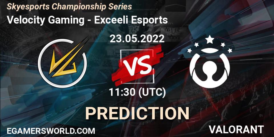 Velocity Gaming - Exceeli Esports: прогноз. 23.05.2022 at 11:30, VALORANT, Skyesports Championship Series