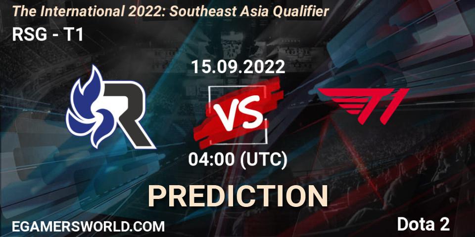 RSG - T1: прогноз. 15.09.2022 at 04:04, Dota 2, The International 2022: Southeast Asia Qualifier