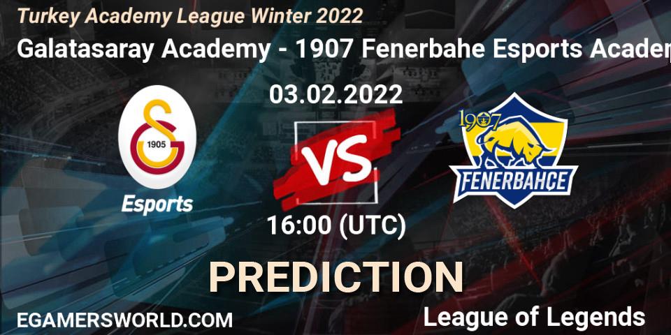 Galatasaray Academy - 1907 Fenerbahçe Esports Academy: прогноз. 03.02.2022 at 16:00, LoL, Turkey Academy League Winter 2022
