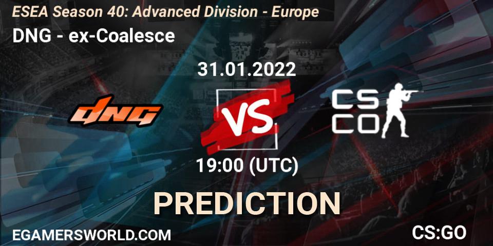 DNG - ex-Coalesce: прогноз. 31.01.2022 at 19:00, Counter-Strike (CS2), ESEA Season 40: Advanced Division - Europe