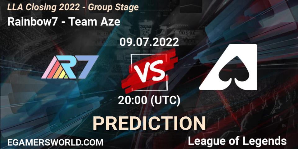 Rainbow7 - Team Aze: прогноз. 09.07.2022 at 20:00, LoL, LLA Closing 2022 - Group Stage