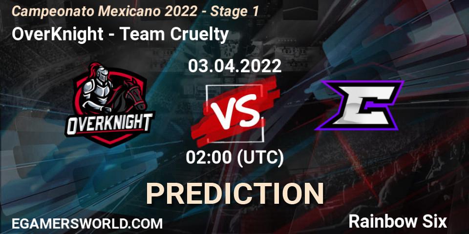 OverKnight - Team Cruelty: прогноз. 03.04.2022 at 02:00, Rainbow Six, Campeonato Mexicano 2022 - Stage 1