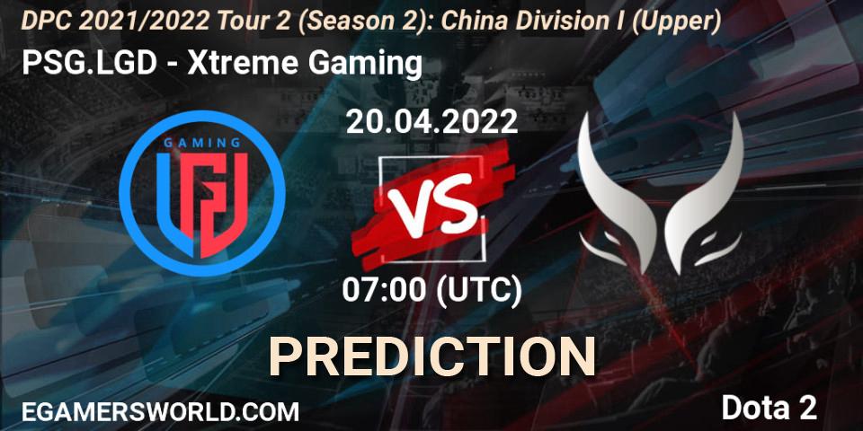 PSG.LGD - Xtreme Gaming: прогноз. 20.04.2022 at 07:03, Dota 2, DPC 2021/2022 Tour 2 (Season 2): China Division I (Upper)