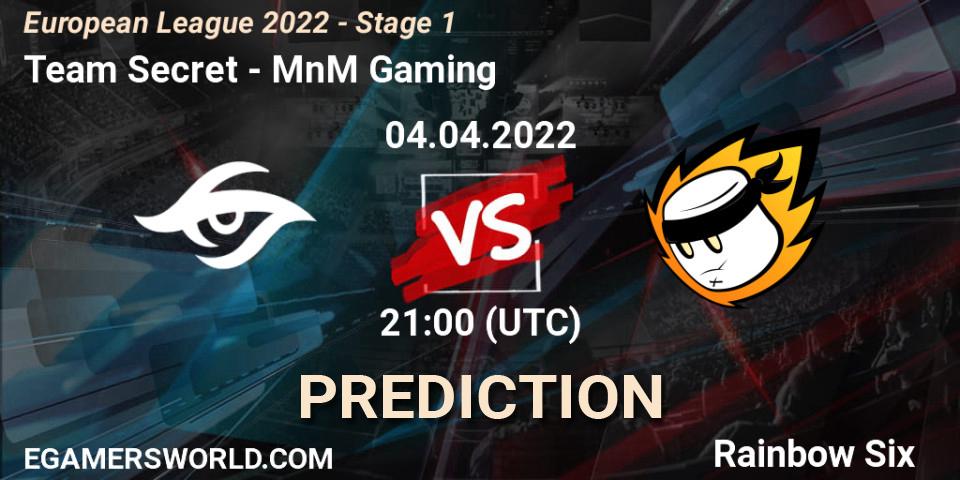 Team Secret - MnM Gaming: прогноз. 04.04.22, Rainbow Six, European League 2022 - Stage 1