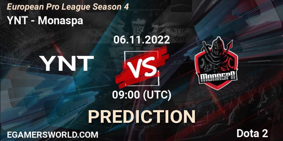 YNT - Monaspa: прогноз. 08.11.2022 at 10:03, Dota 2, European Pro League Season 4