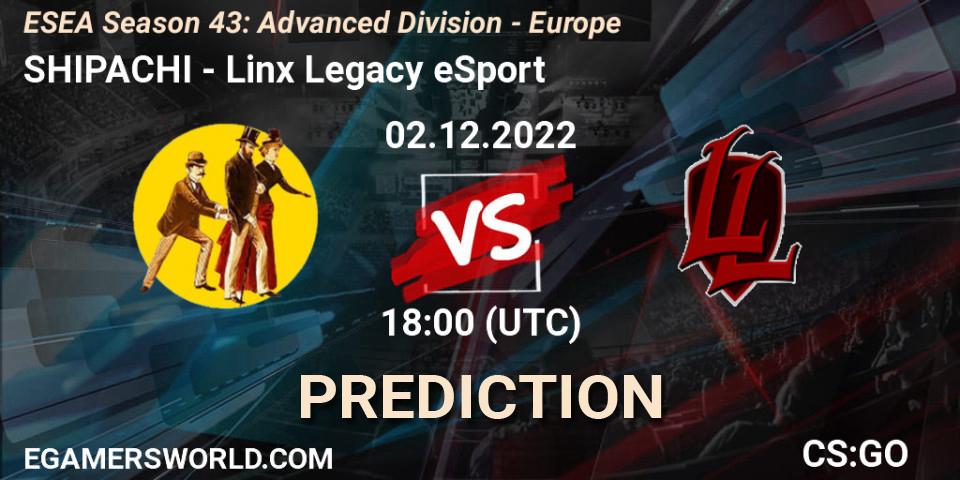 SHIPACHI - Linx Legacy eSport: прогноз. 02.12.22, CS2 (CS:GO), ESEA Season 43: Advanced Division - Europe