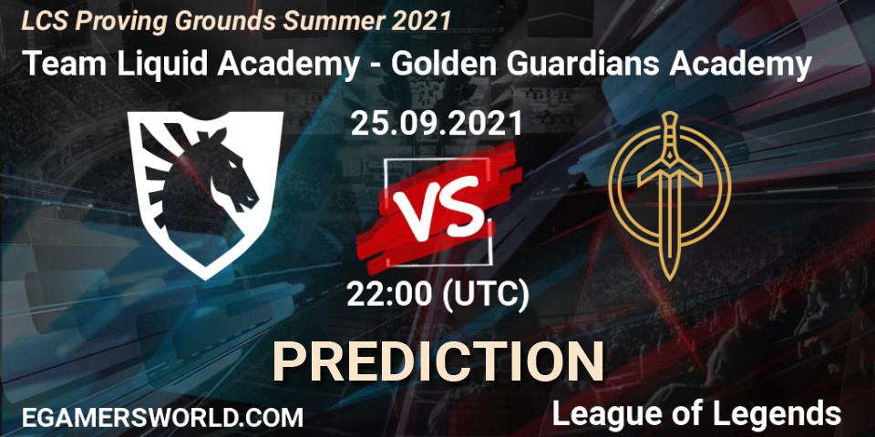 Team Liquid Academy - Golden Guardians Academy: прогноз. 25.09.2021 at 22:00, LoL, LCS Proving Grounds Summer 2021