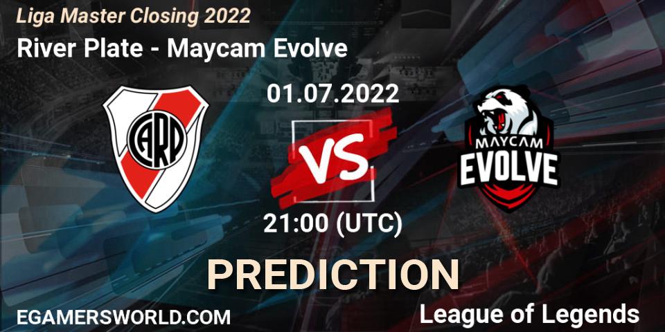 River Plate - Maycam Evolve: прогноз. 01.07.2022 at 21:00, LoL, Liga Master Closing 2022
