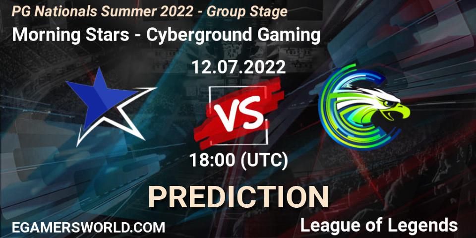 Morning Stars - Cyberground Gaming: прогноз. 12.07.2022 at 18:00, LoL, PG Nationals Summer 2022 - Group Stage